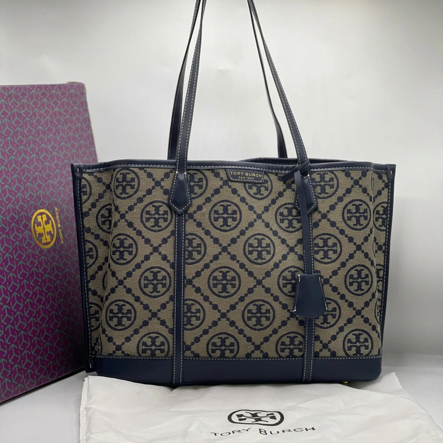 Tory Burch T Monogram Large Jacquard Tote Bag Hazel