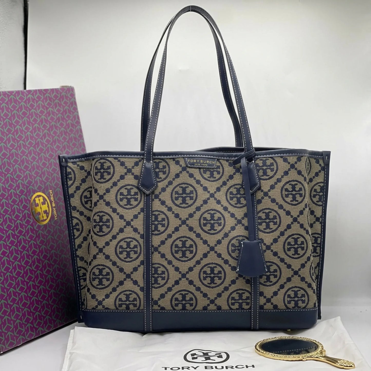 Tory Burch T Monogram Large Jacquard Tote Bag Hazel