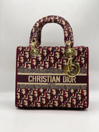 Dior LADY HAND BAG - Maroon Oblique