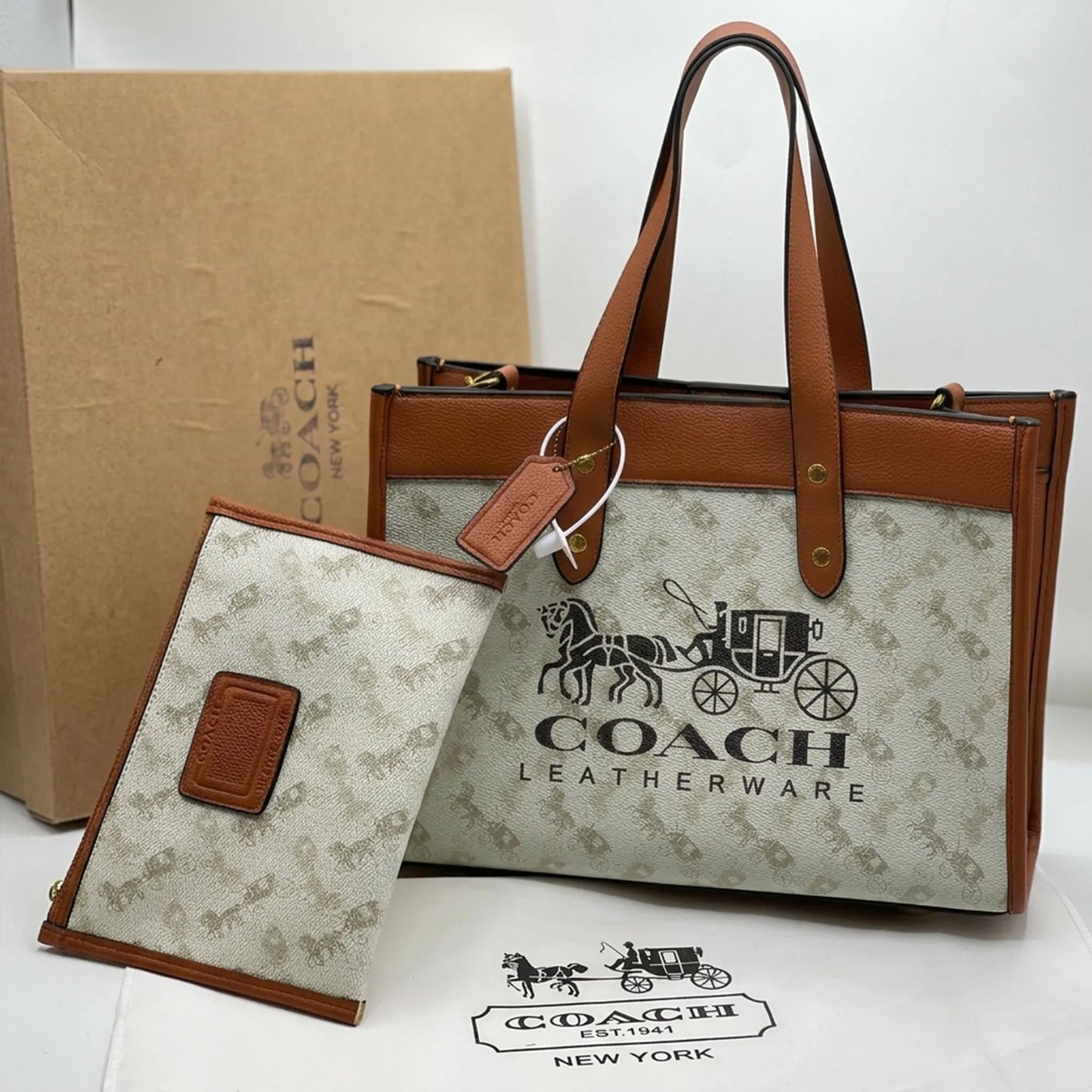 COACH Field Tote 30 Bag in Color block with COH Badge