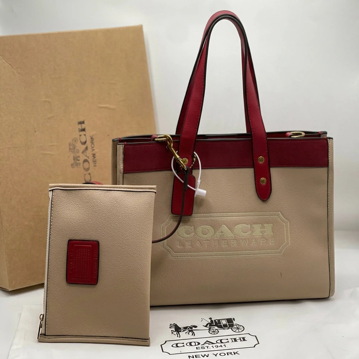 COACH Field Tote 30 Bag in Color block with COH Badge