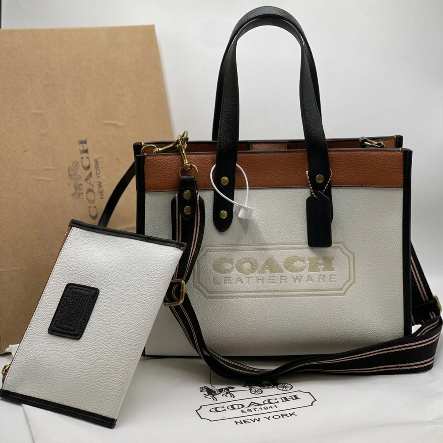 COACH Field Tote 30 Bag in Color block with COH Badge